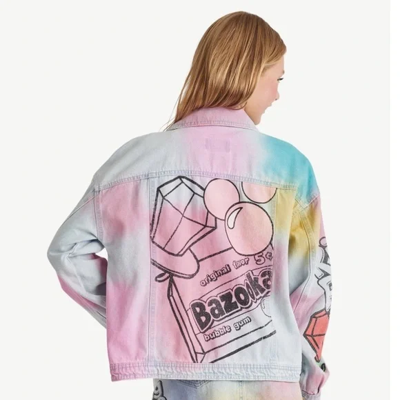 Justice Girls Ring Pop Bazooka Collab Denim Jacket, NWT - XL - Picture 4 of 5